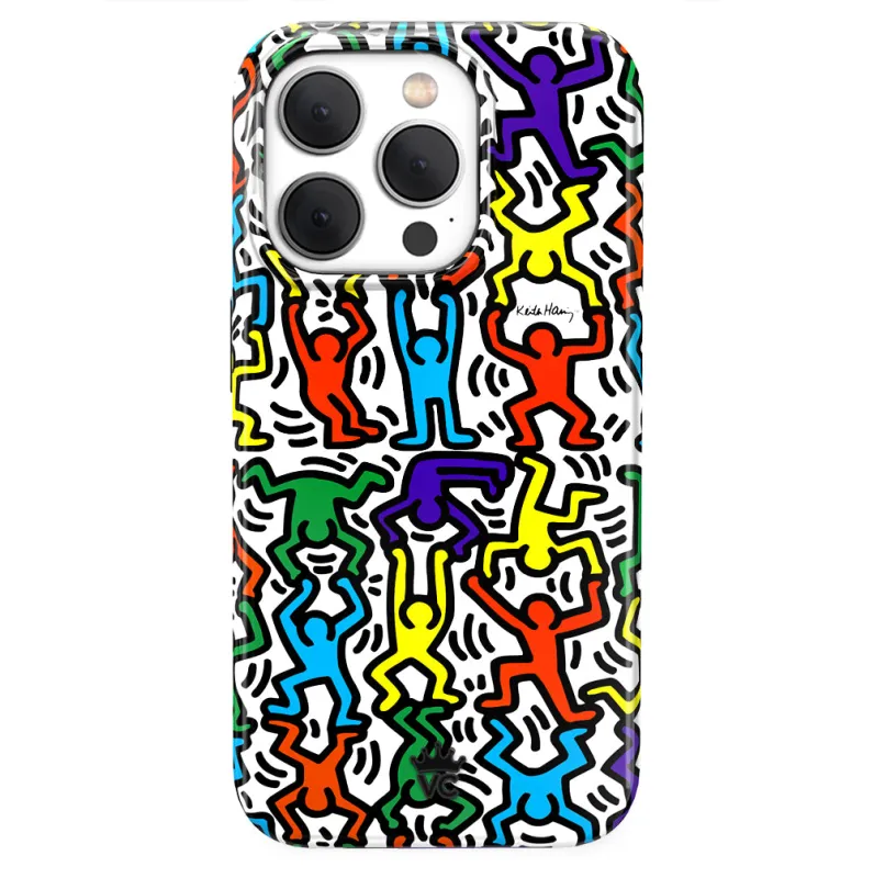 Keith Haring Rainbow Dancers iPhone Case made by Velvet Caviar