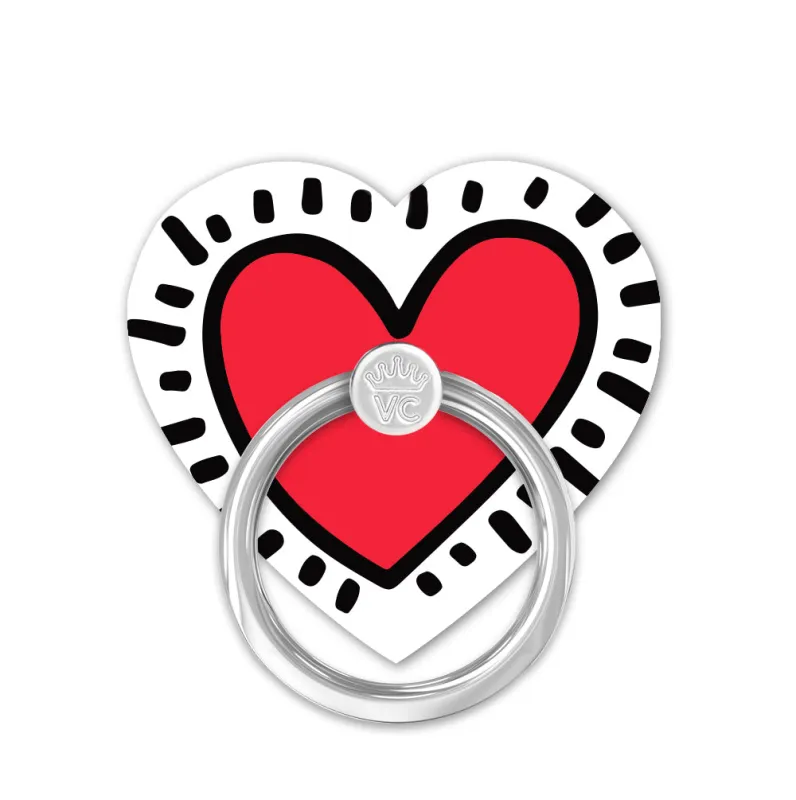 Keith Haring Red Heart Phone Ring made by Velvet Caviar