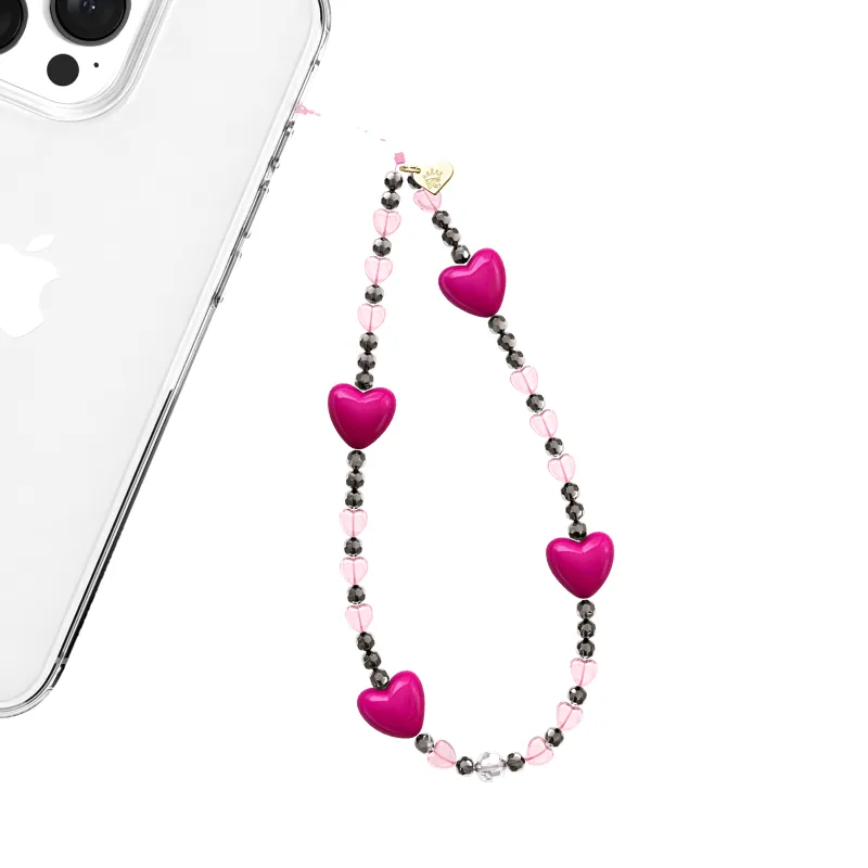 Pink & Black Heart Phone Charm made by Velvet Caviar