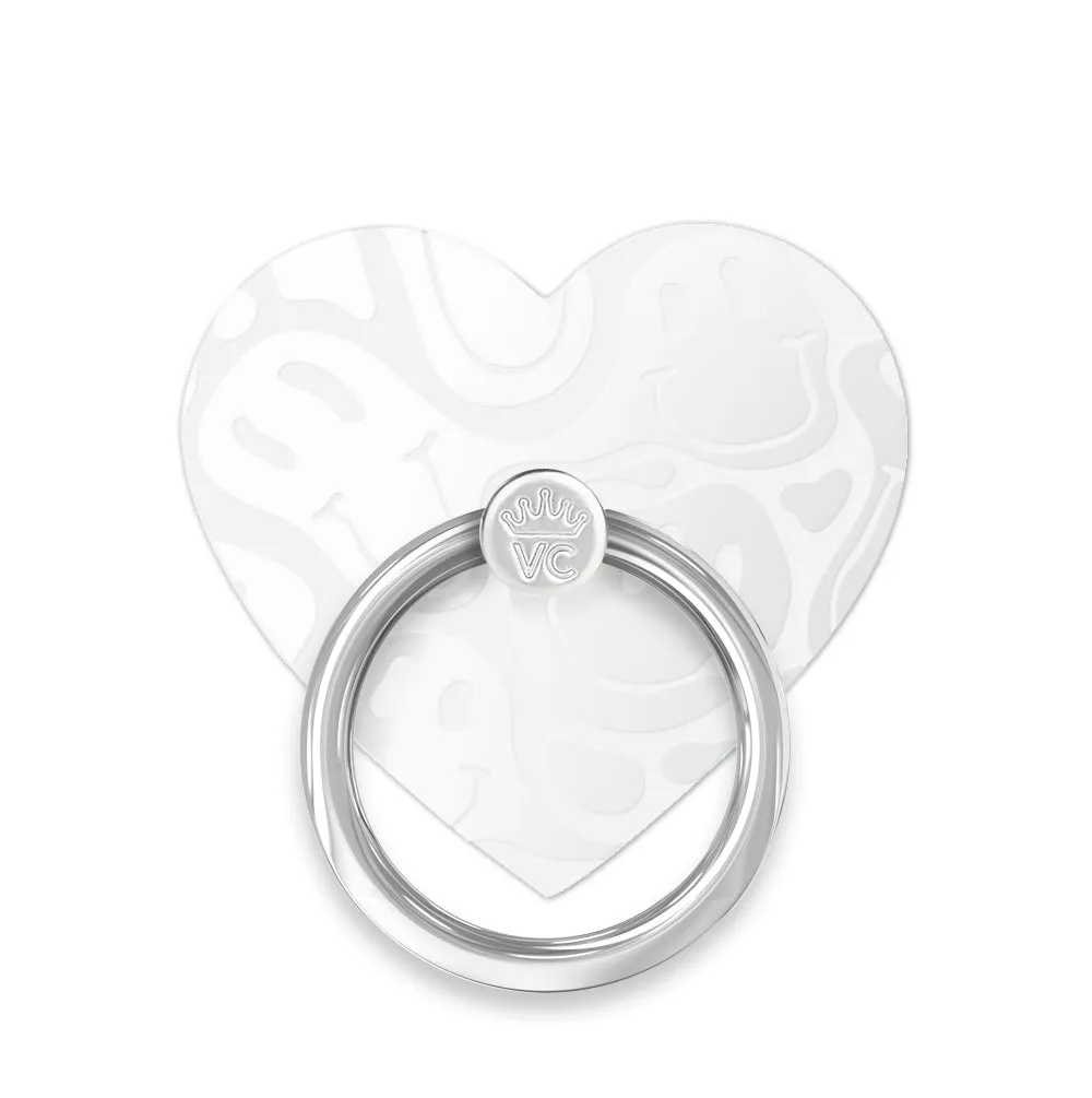 Clear Frosted Smiley Phone Ring sold by Velvet Caviar