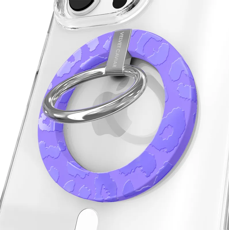 Electric Purple Leopard MagSafe Grip Ring made by Velvet Caviar