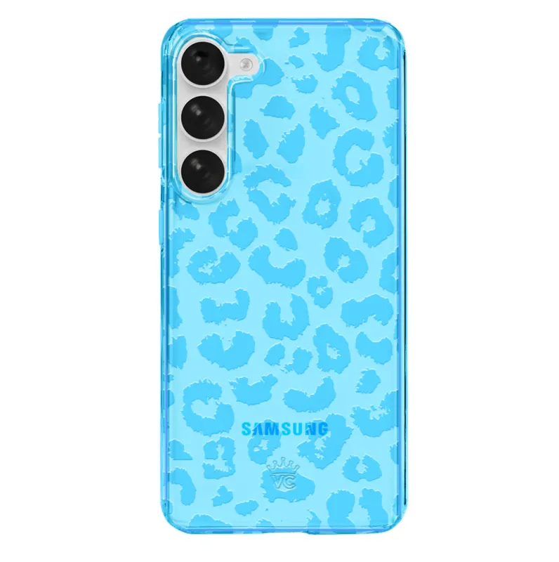 Aqua Blue Leopard Samsung Case sold by Velvet Caviar