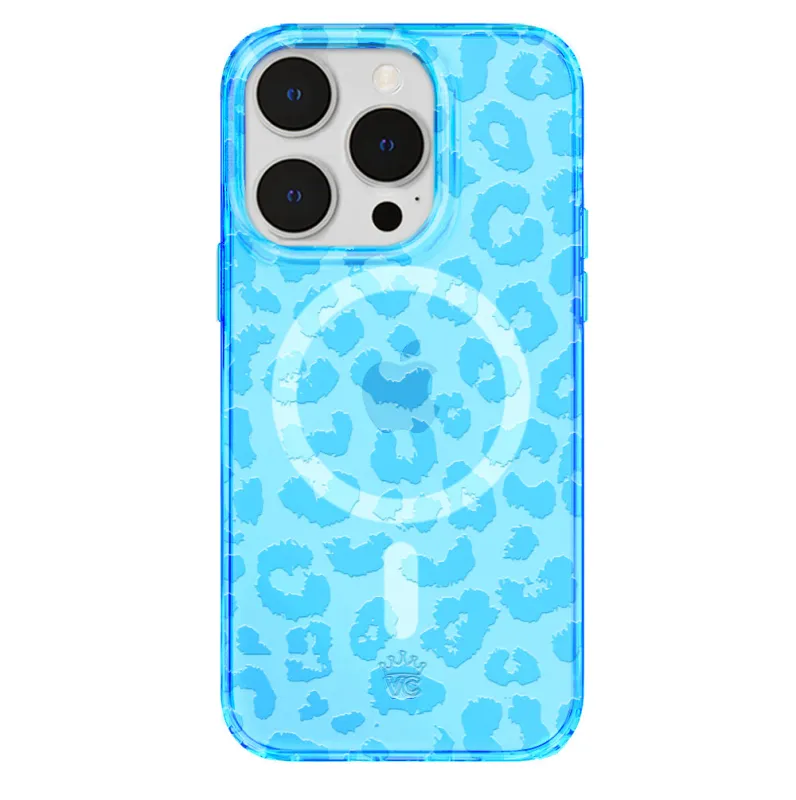 Aqua Blue Leopard iPhone Case sold by Velvet Caviar