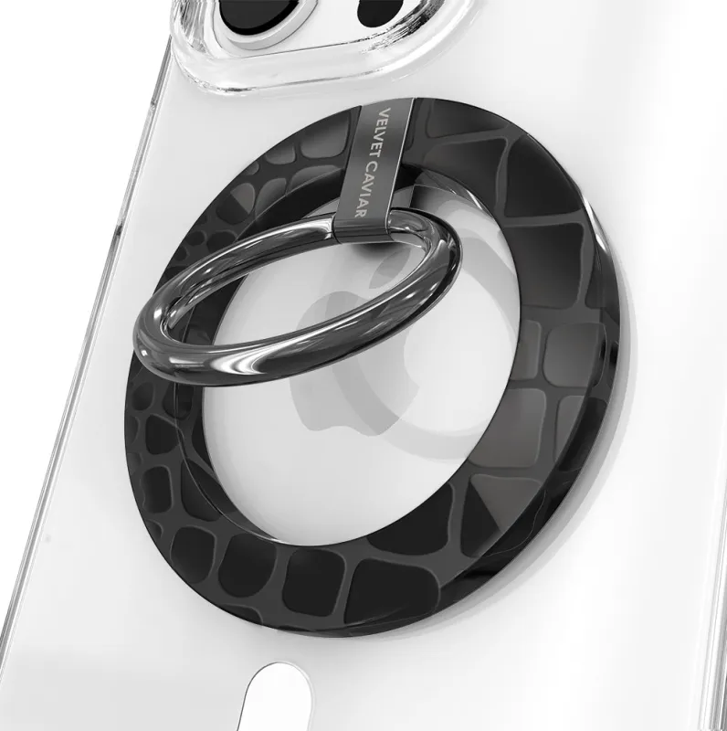 Black Croc MagSafe Grip Ring made by Velvet Caviar