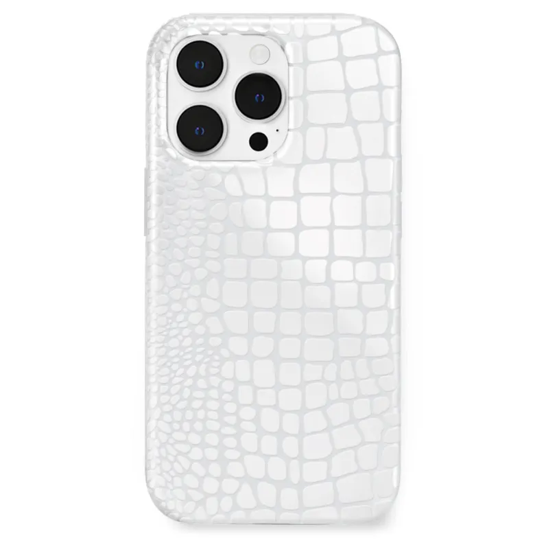 White Croc iPhone Case made by Velvet Caviar