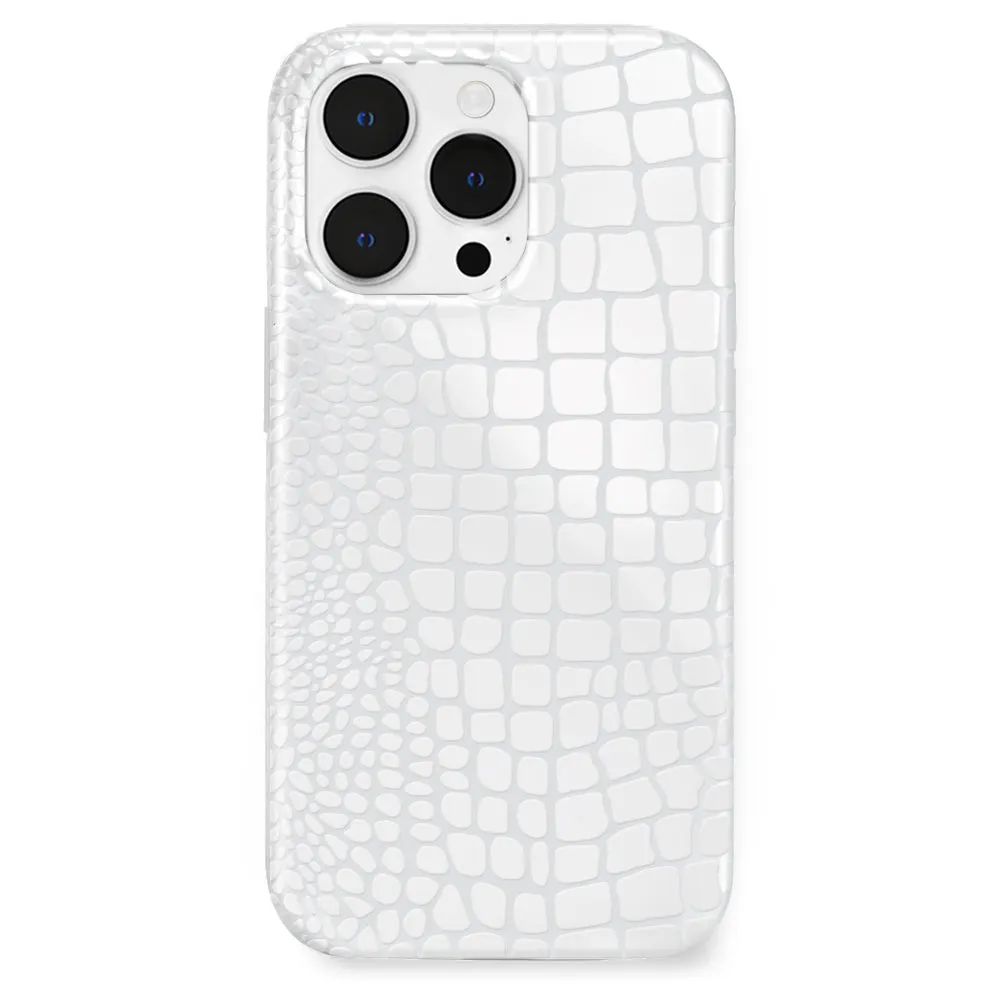 White Croc iPhone Case sold by Velvet Caviar