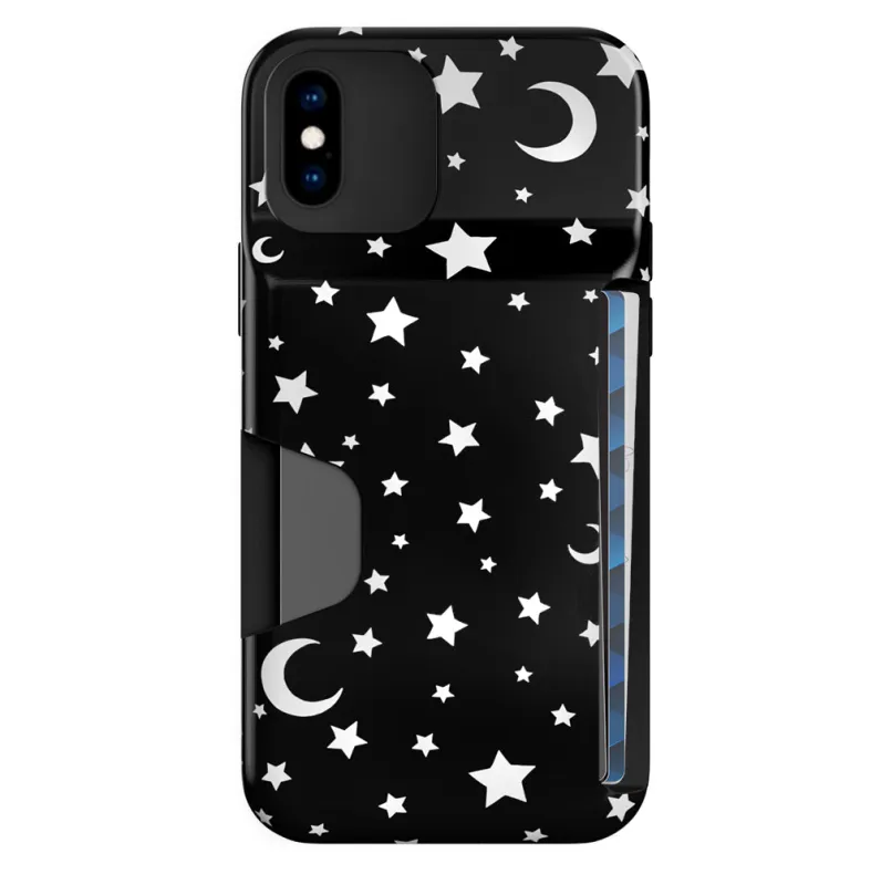 White Stars & Moon Iphone Wallet Case made by Velvet Caviar