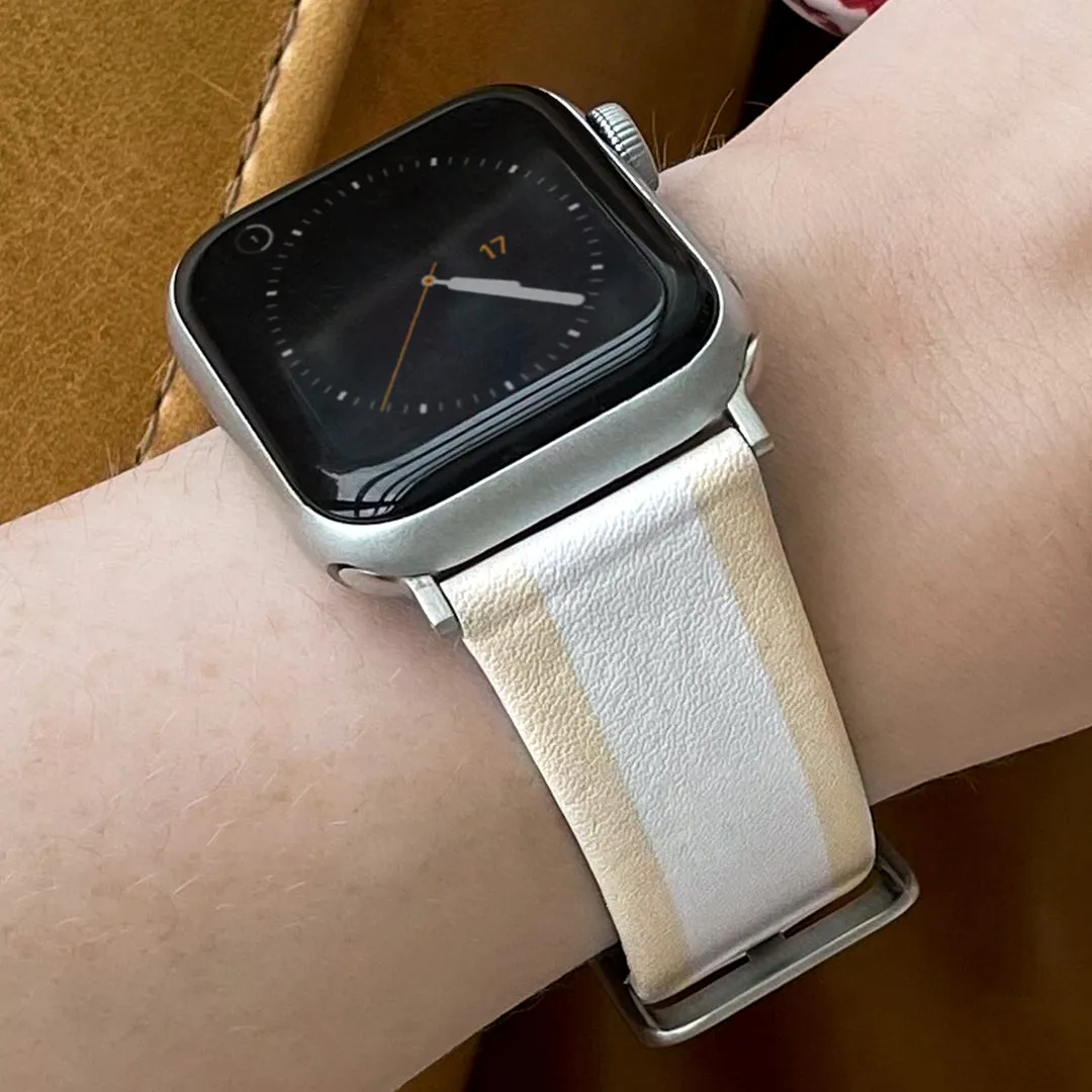 Tan & White Stripes Apple Watch Band sold by Velvet Caviar product image thumbnail 2