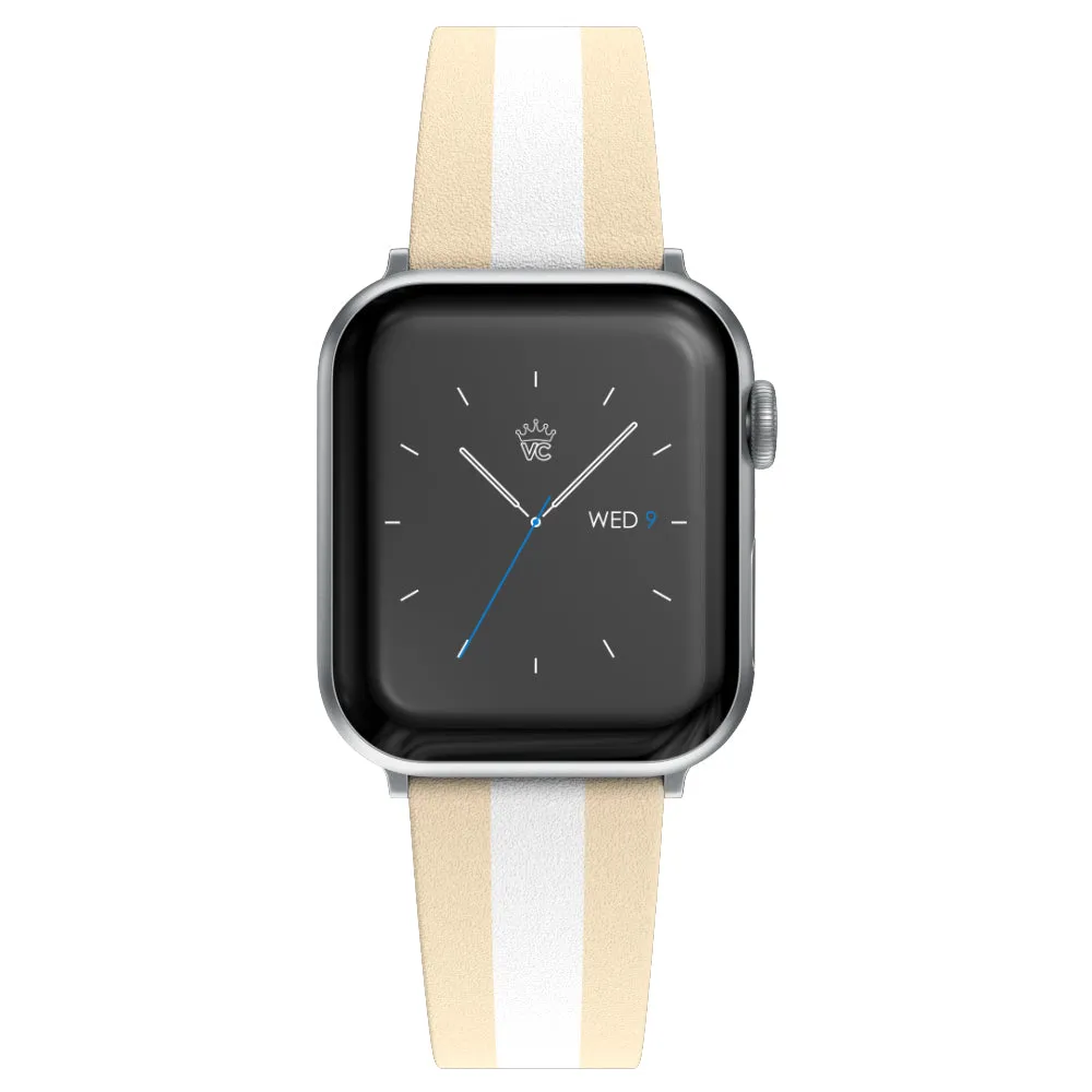 Tan & White Stripes Apple Watch Band sold by Velvet Caviar