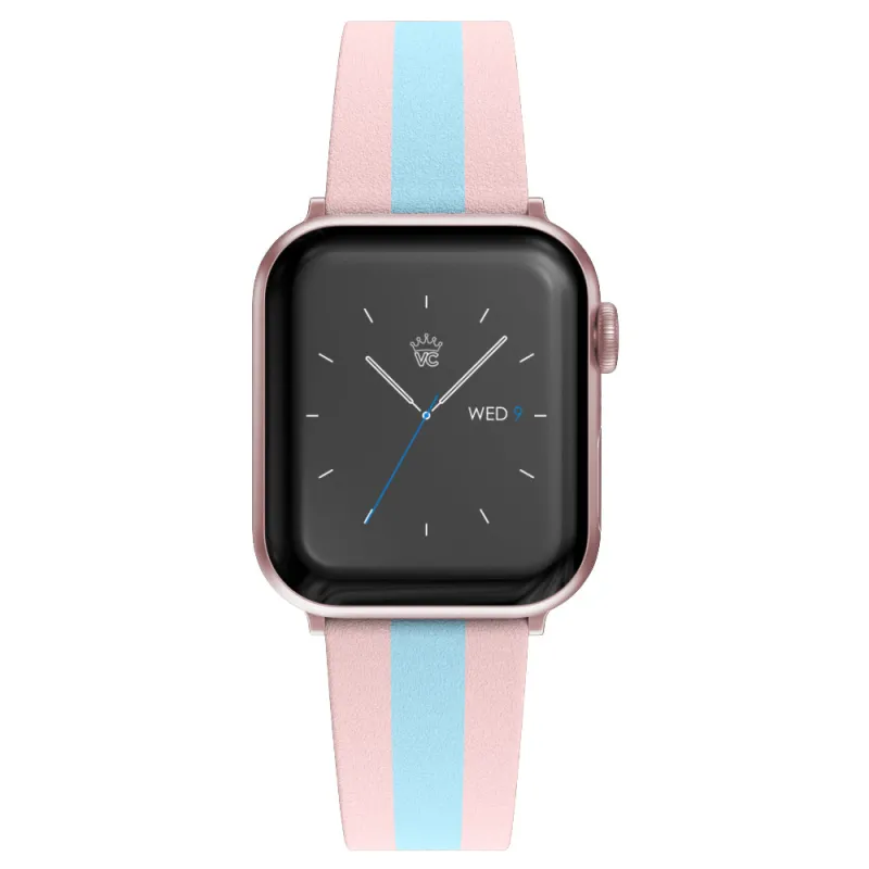 Pink & Blue Stripes Apple Watch Band made by Velvet Caviar