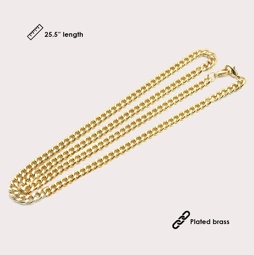 Mask Chain Necklace - 5mm Curb in Gold sold by Velvet Caviar product image thumbnail 4