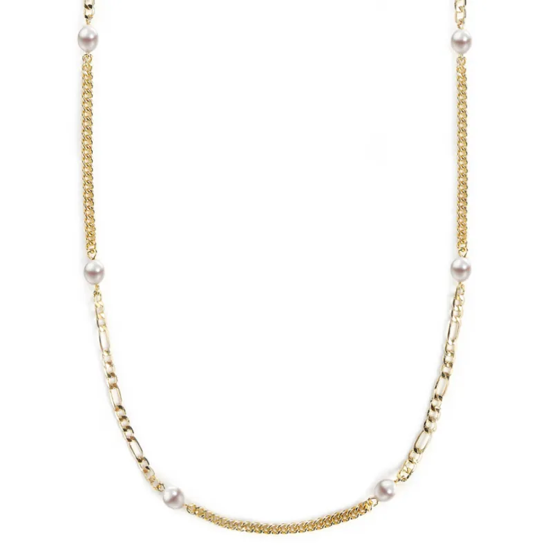 Mask Chain Necklace - 5mm Mixed Pearl in Gold sold by Velvet Caviar