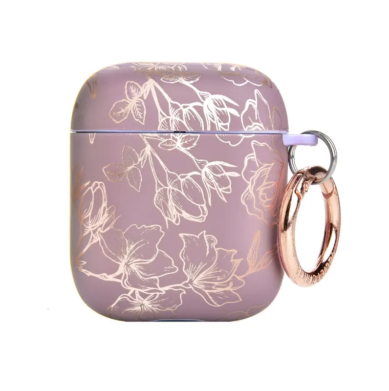 Dusty Rose Chrome Floral AirPods Case sold by Velvet Caviar