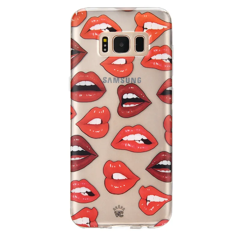 Red Lips Samsung Galaxy Clear Case made by Velvet Caviar