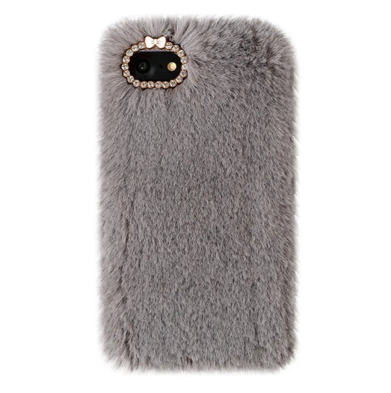 Gray Faux Fur iPhone Case sold by Velvet Caviar