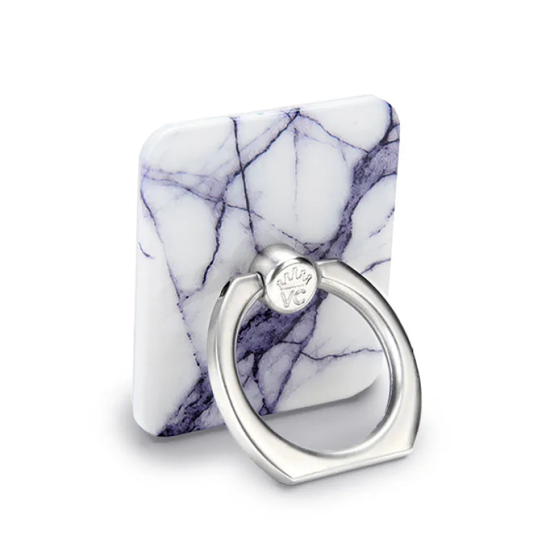 White Gray Marble Phone Ring made by Velvet Caviar