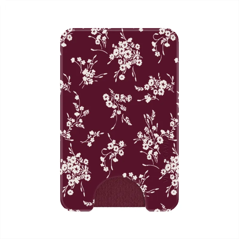 French Burgundy Floral MagSafe Wallet made by Velvet Caviar