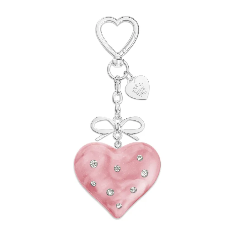 Pink Crystal Heart Bag Charm made by Velvet Caviar