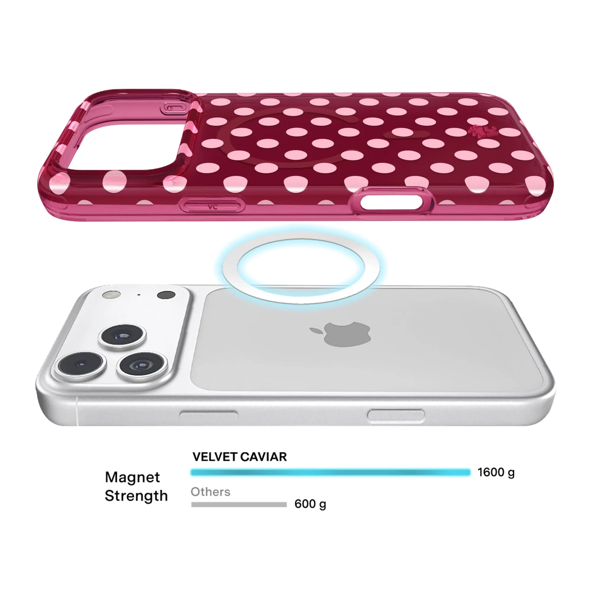 Raspberry Polka Dot iPhone Case sold by Velvet Caviar product image thumbnail 4