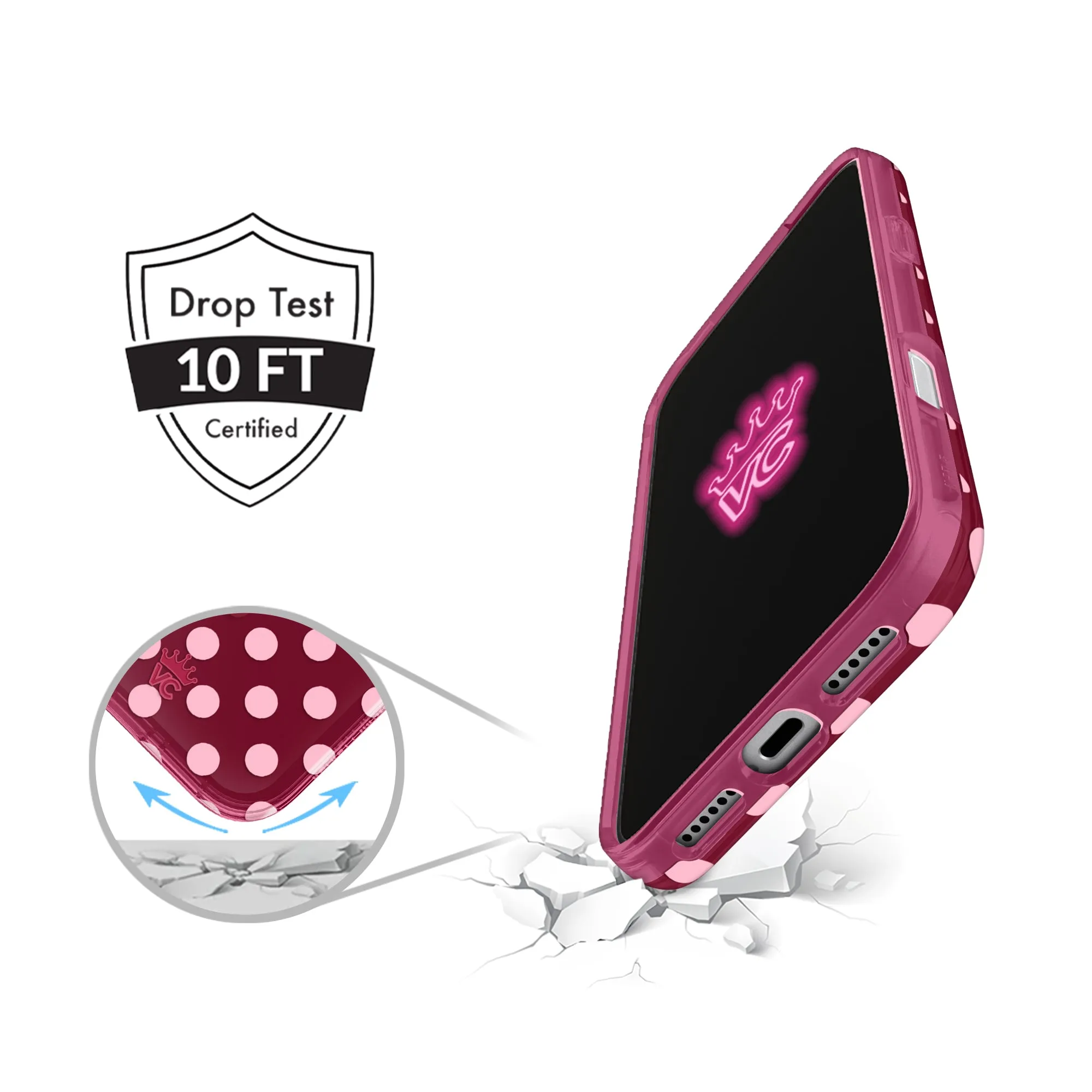 Raspberry Polka Dot iPhone Case sold by Velvet Caviar product image thumbnail 2