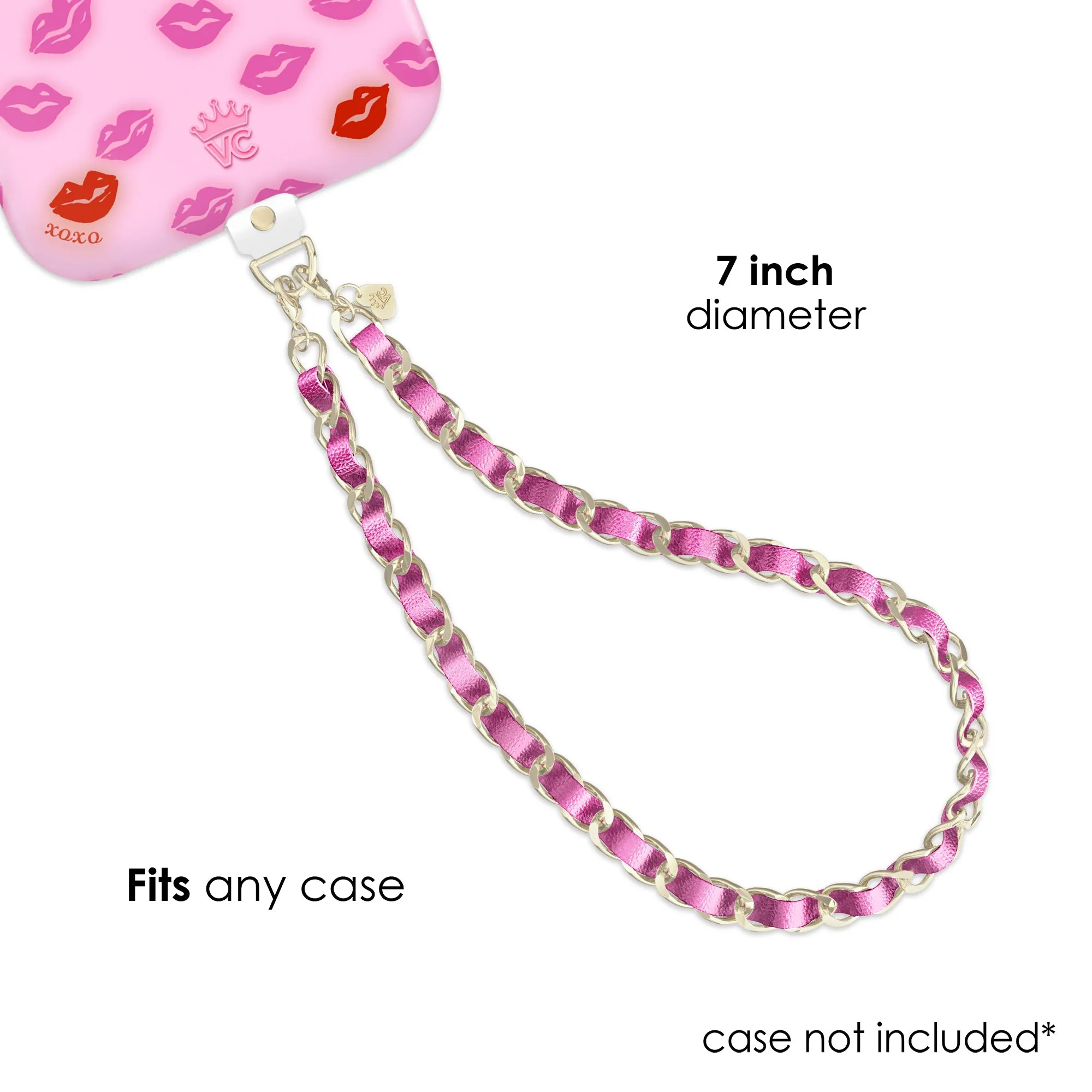 Metallic Pink Leather Chain Phone Charm sold by Velvet Caviar product image thumbnail 4