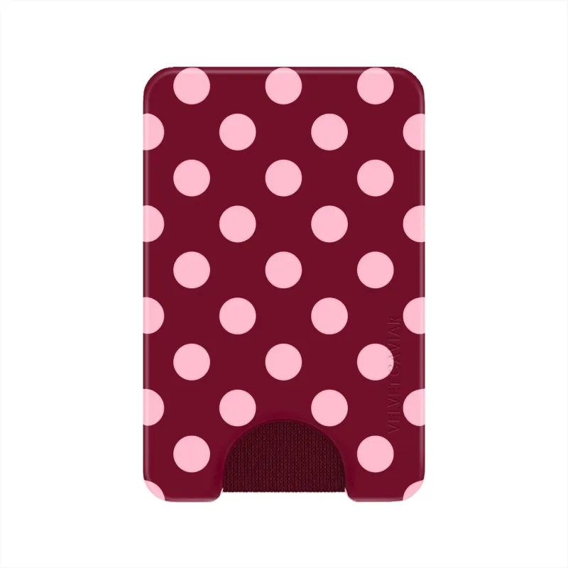 Raspberry Polka Dot MagSafe Wallet sold by Velvet Caviar