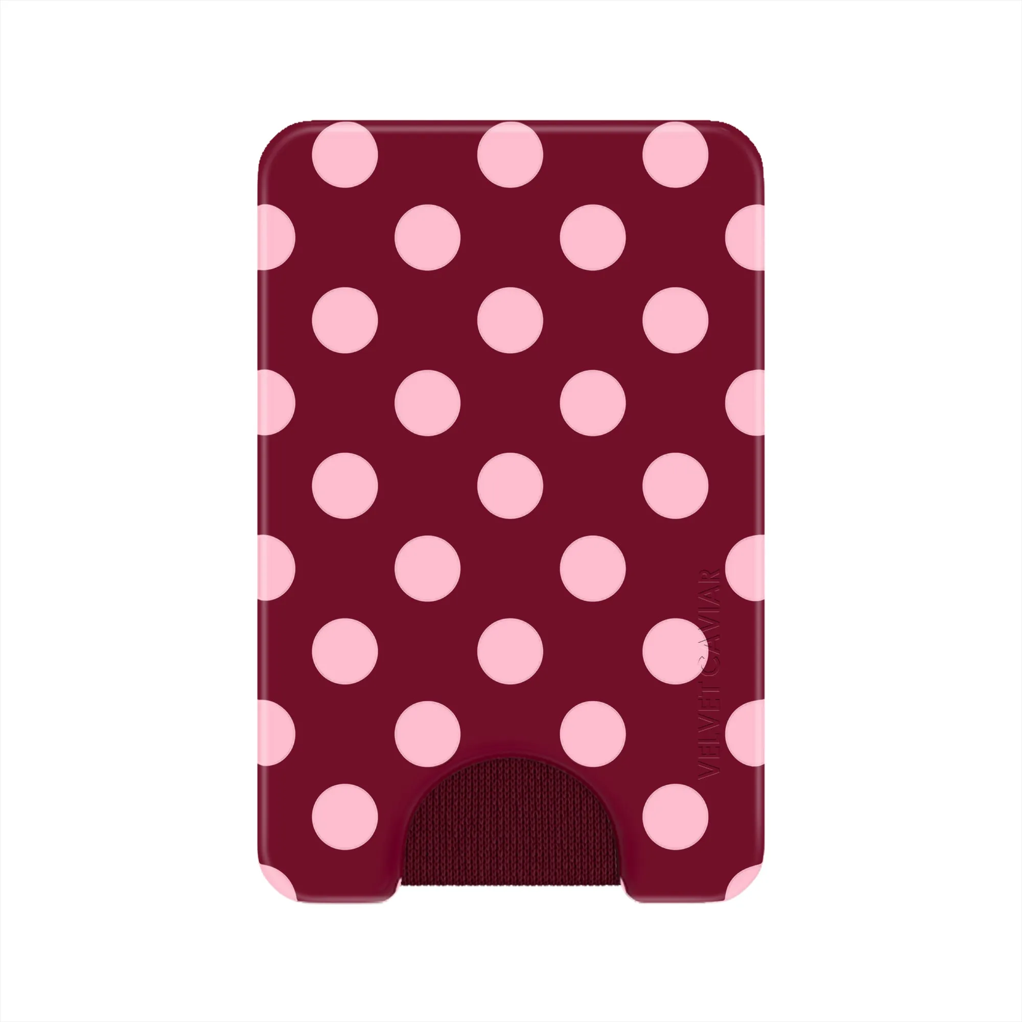 Raspberry Polka Dot MagSafe Wallet sold by Velvet Caviar