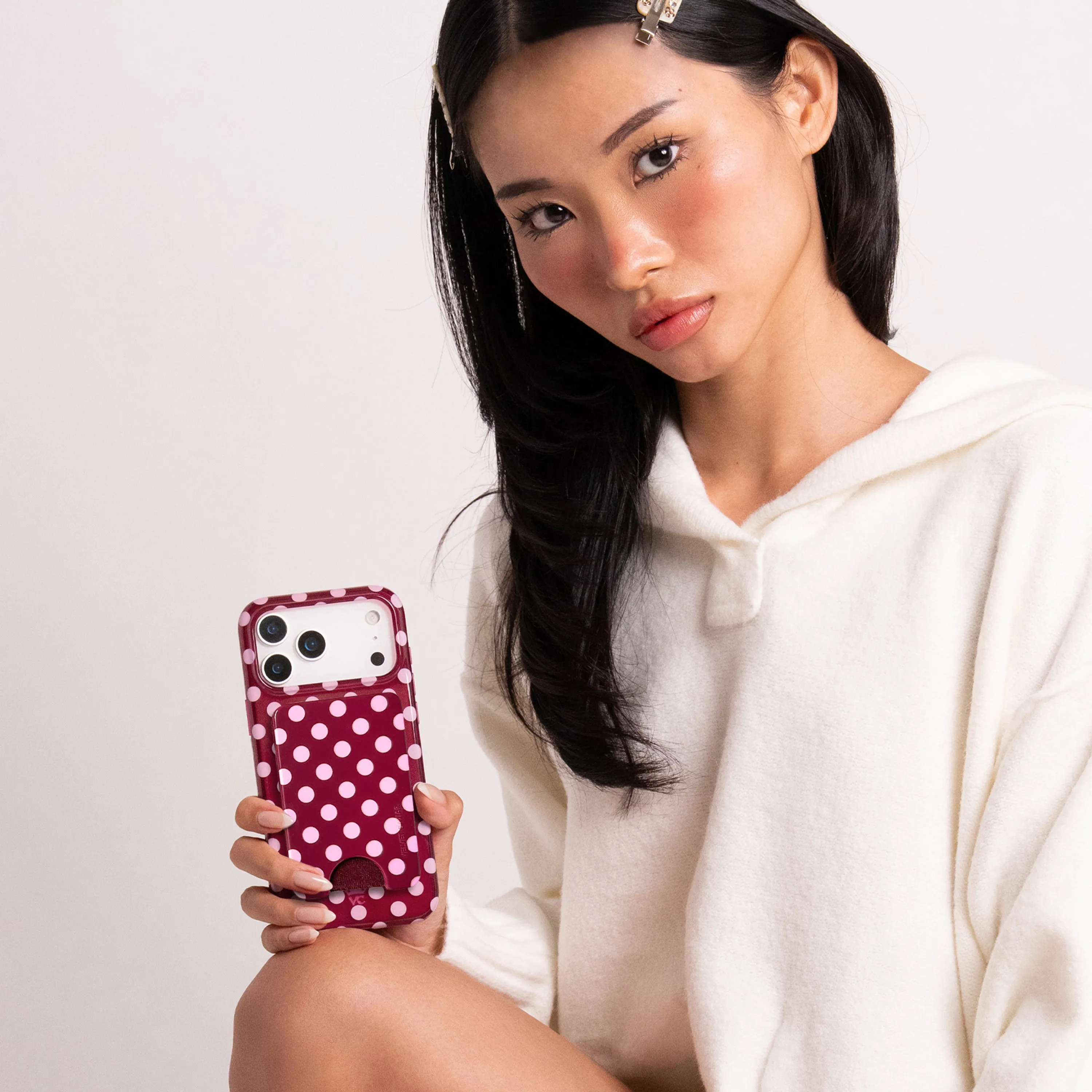 Raspberry Polka Dot MagSafe Wallet sold by Velvet Caviar product image thumbnail 2