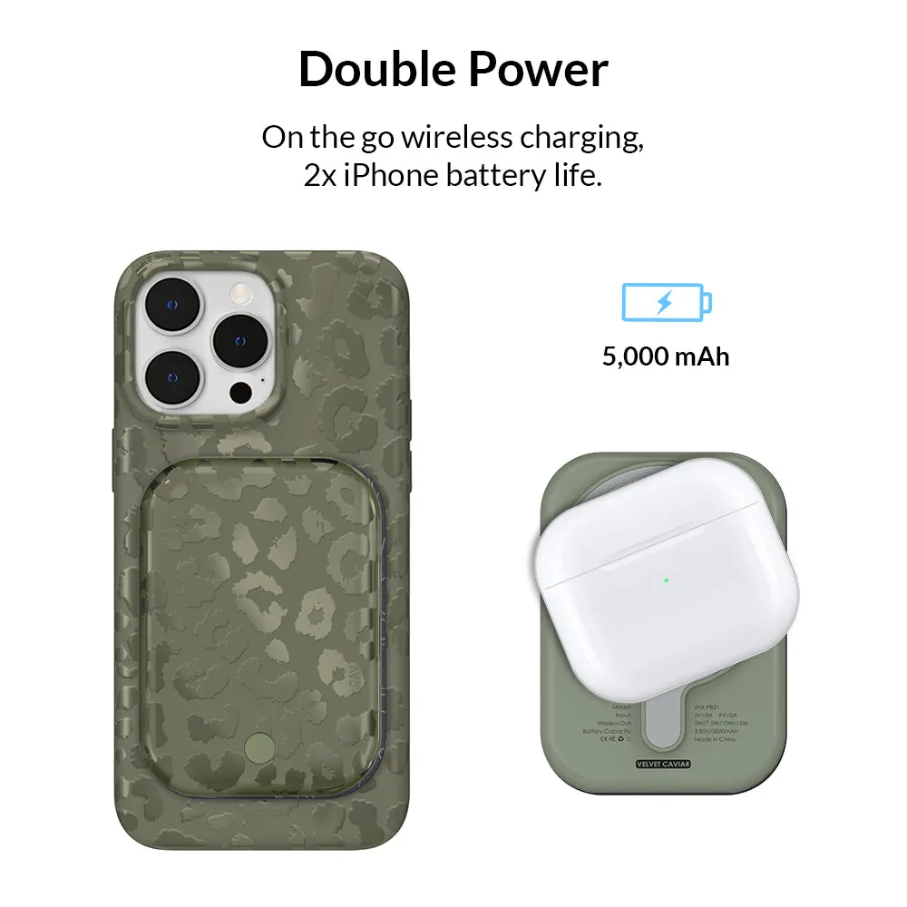 Olive Leopard MagSafe Battery Power Pack sold by Velvet Caviar product image thumbnail 3