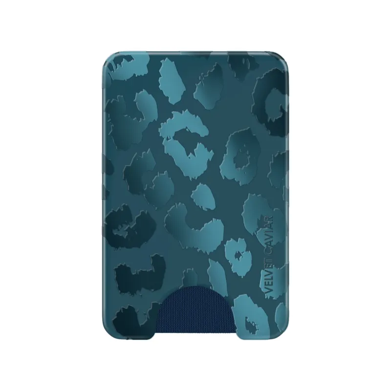 Metallic Navy Leopard MagSafe Wallet sold by Velvet Caviar