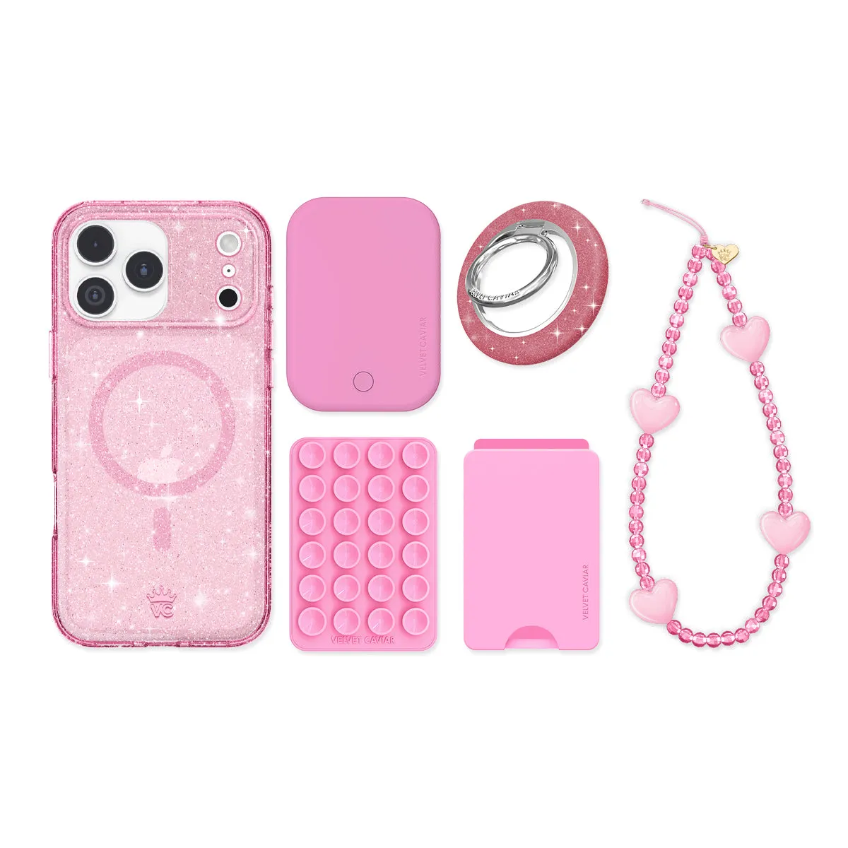 Pink Stardust Glitter iPhone Bundle Set sold by Velvet Caviar