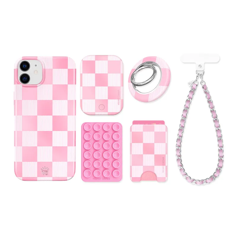 Pink Vibe Checker iPhone Bundle Set sold by Velvet Caviar