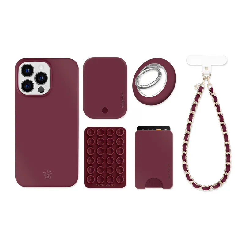 Burgundy 1990 iPhone Bundle Set sold by Velvet Caviar
