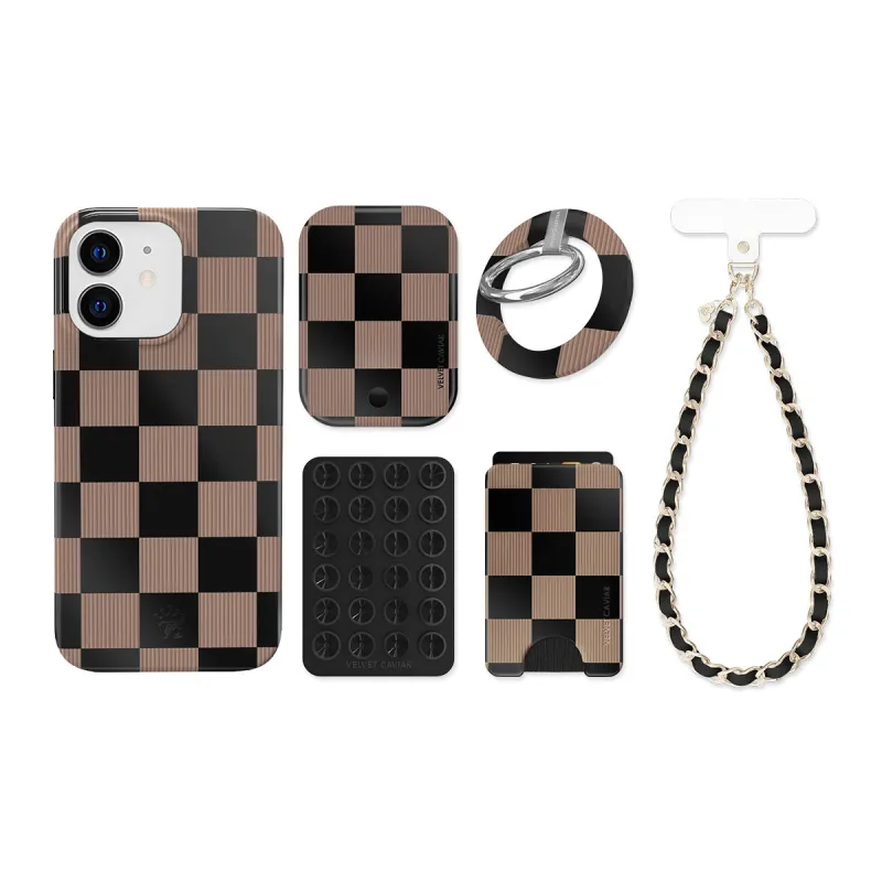 Mocha Vibe Checkered iPhone Bundle Set sold by Velvet Caviar