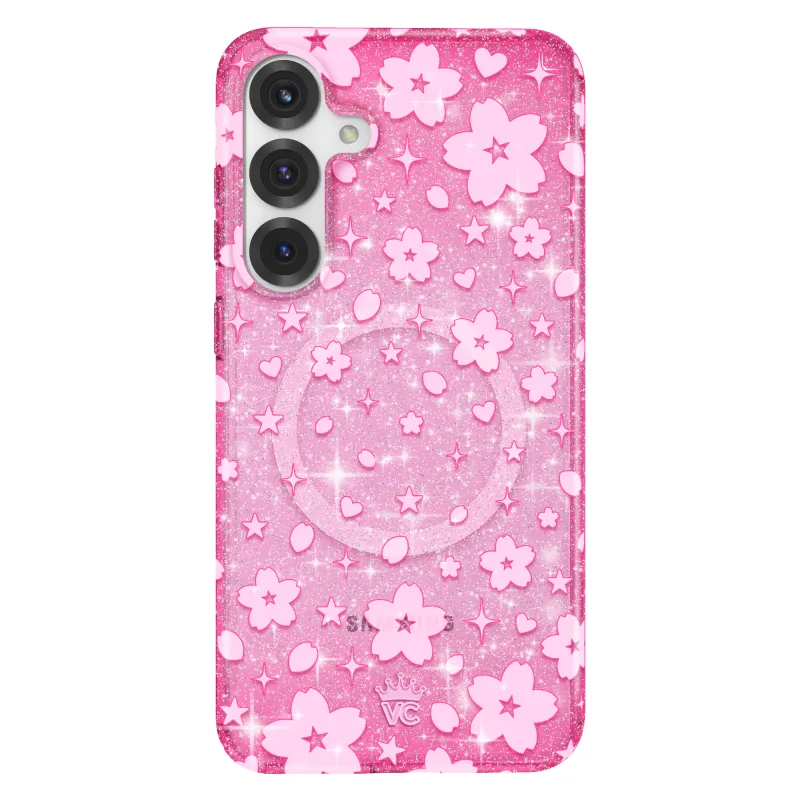 Cherry Blossom Glitter Samsung Case made by Velvet Caviar
