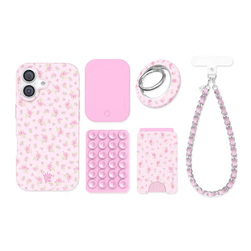 Dainty Pink Floral iPhone Bundle Set sold by Velvet Caviar