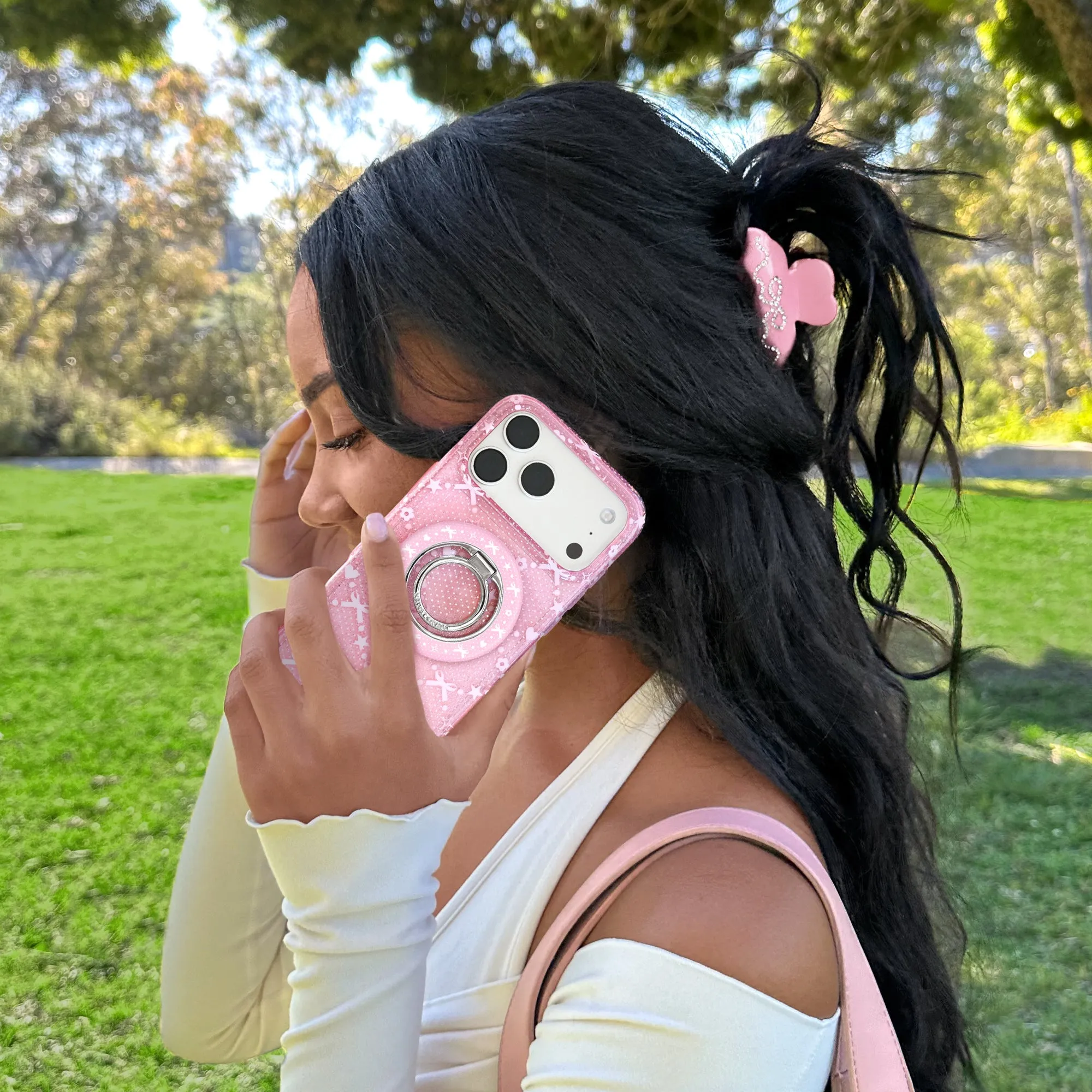 Pink Crystal Bow Hair Clip sold by Velvet Caviar product image thumbnail 4