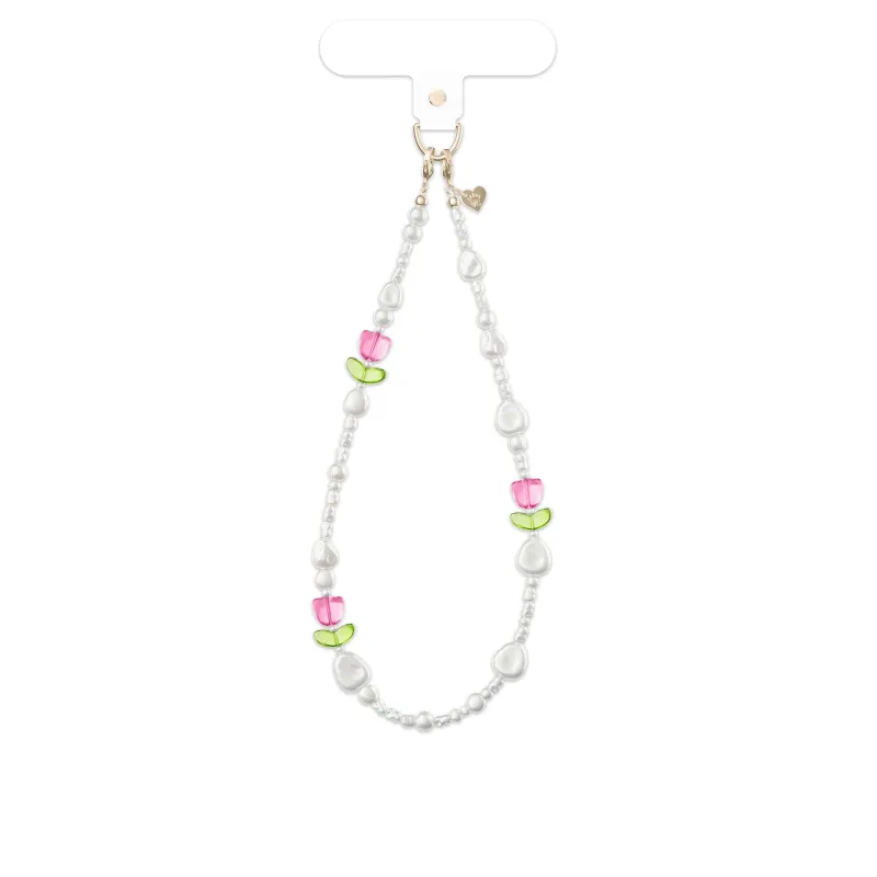 Tulip Pearl Chain Phone Charm made by Velvet Caviar