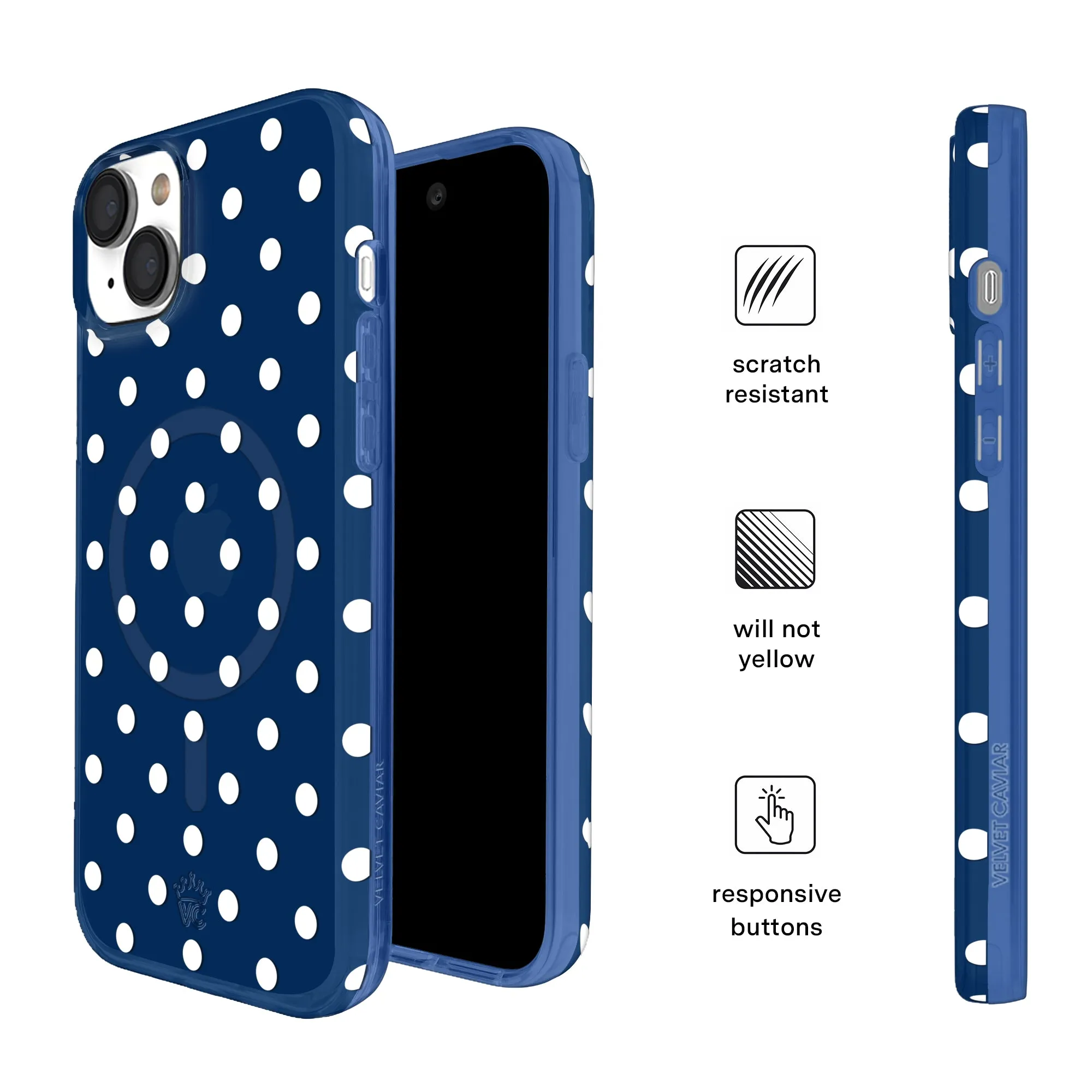 Midnight Polka Dot iPhone Case sold by Velvet Caviar product image thumbnail 5