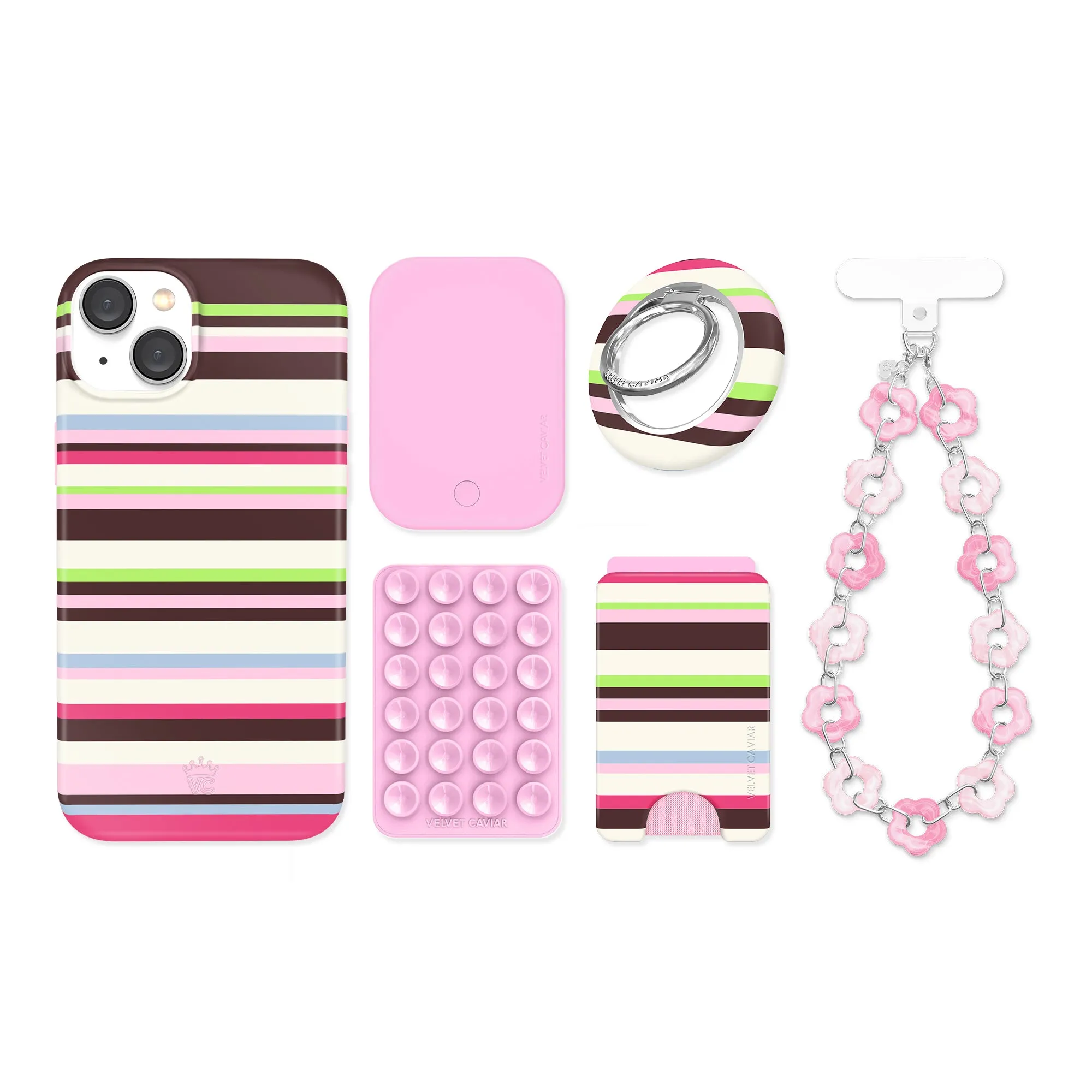 Sweet Treat Stripes iPhone Bundle Set sold by Velvet Caviar