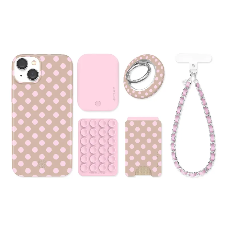 Brown Sugar Polka Dot iPhone Bundle Set made by Velvet Caviar