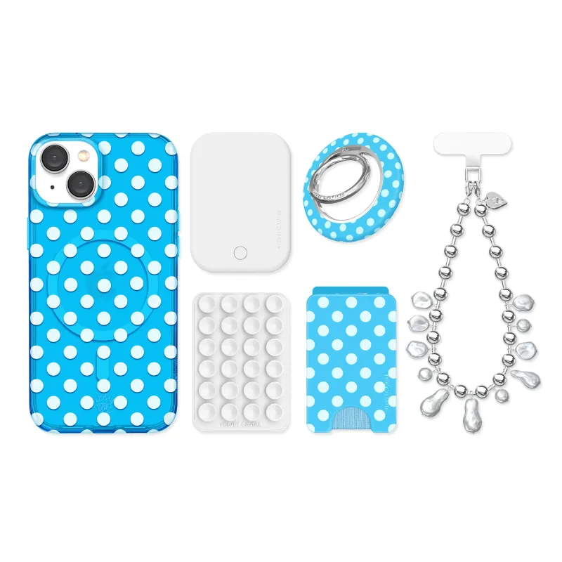 Aquamarine Polka Dot iPhone Bundle Set made by Velvet Caviar