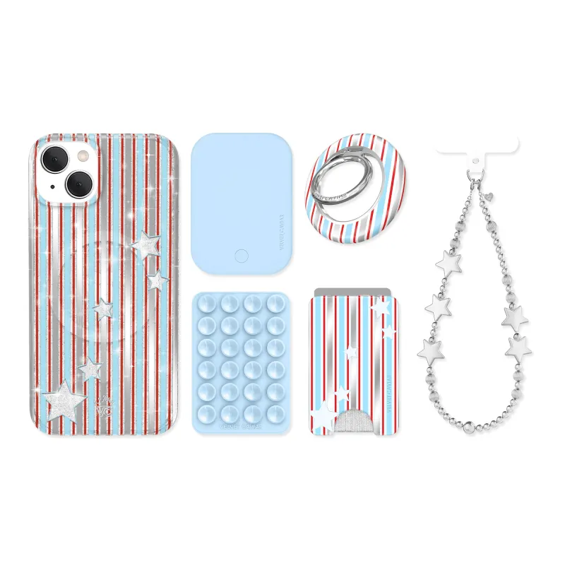 Stars & Stripes Glitter iPhone Bundle Set made by Velvet Caviar