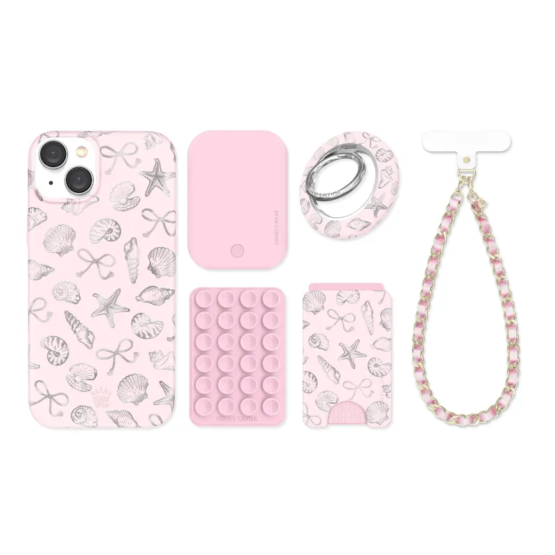 Pink Coastal Seashells iPhone Bundle Set made by Velvet Caviar