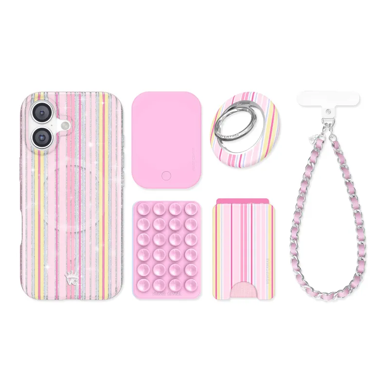 Sunkissed Stripes Glitter iPhone Bundle Set made by Velvet Caviar