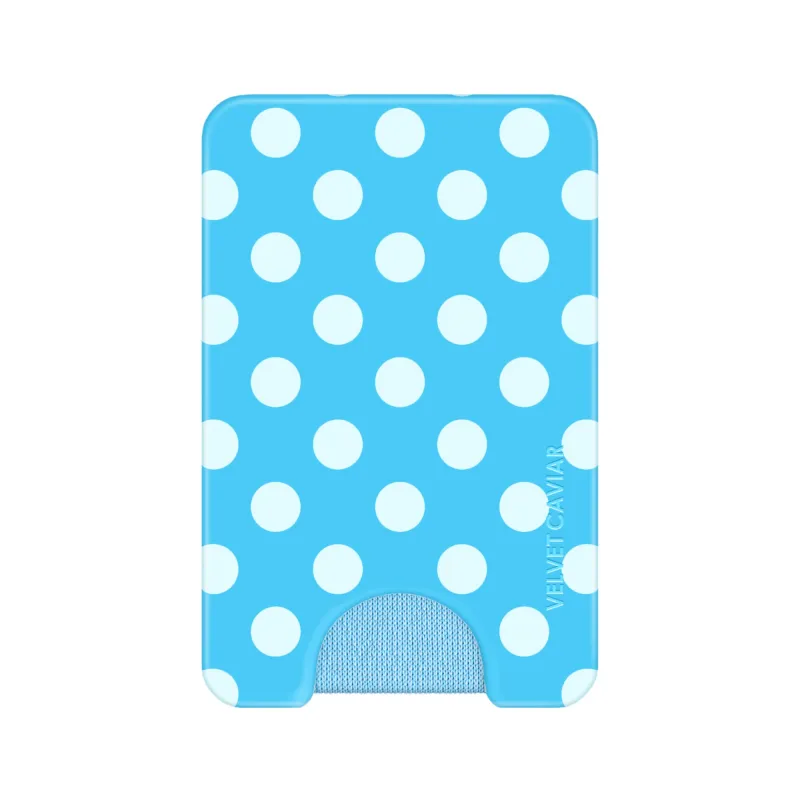 Aquamarine Polka Dot MagSafe Wallet made by Velvet Caviar
