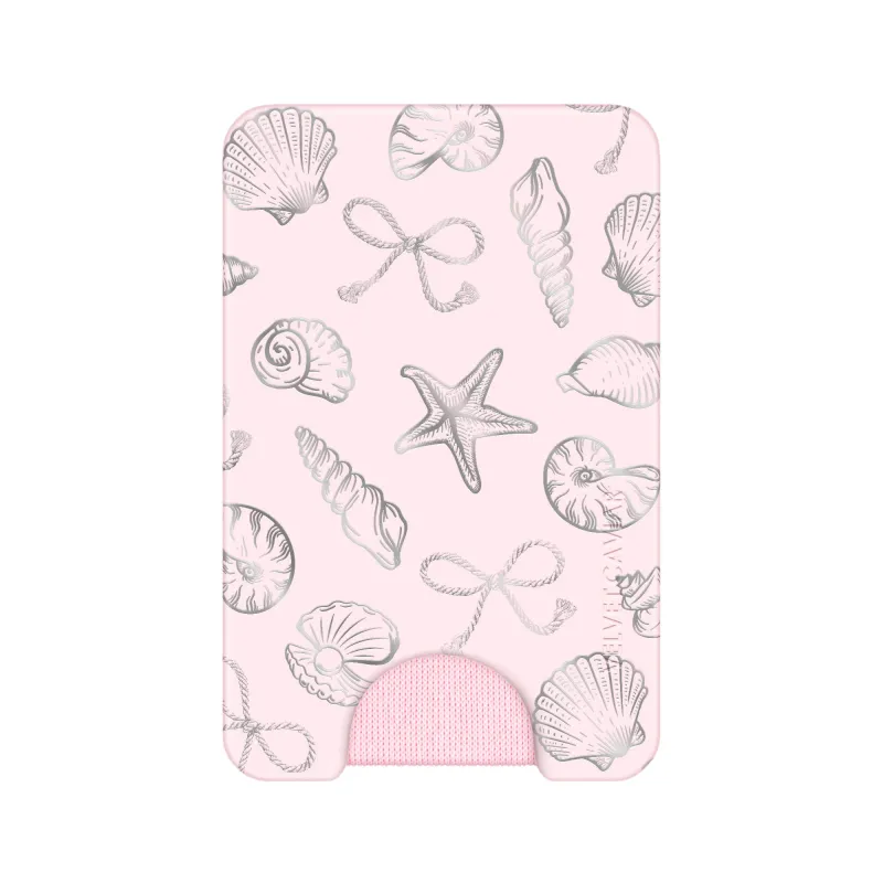 Pink Coastal Seashells MagSafe Wallet made by Velvet Caviar