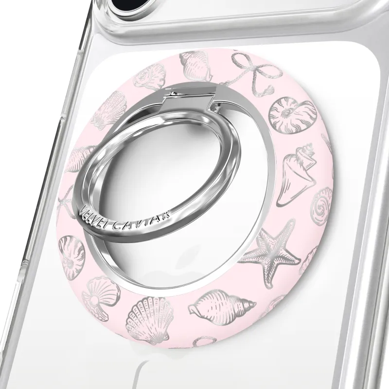 Pink Coastal Seashells MagSafe Grip Ring made by Velvet Caviar