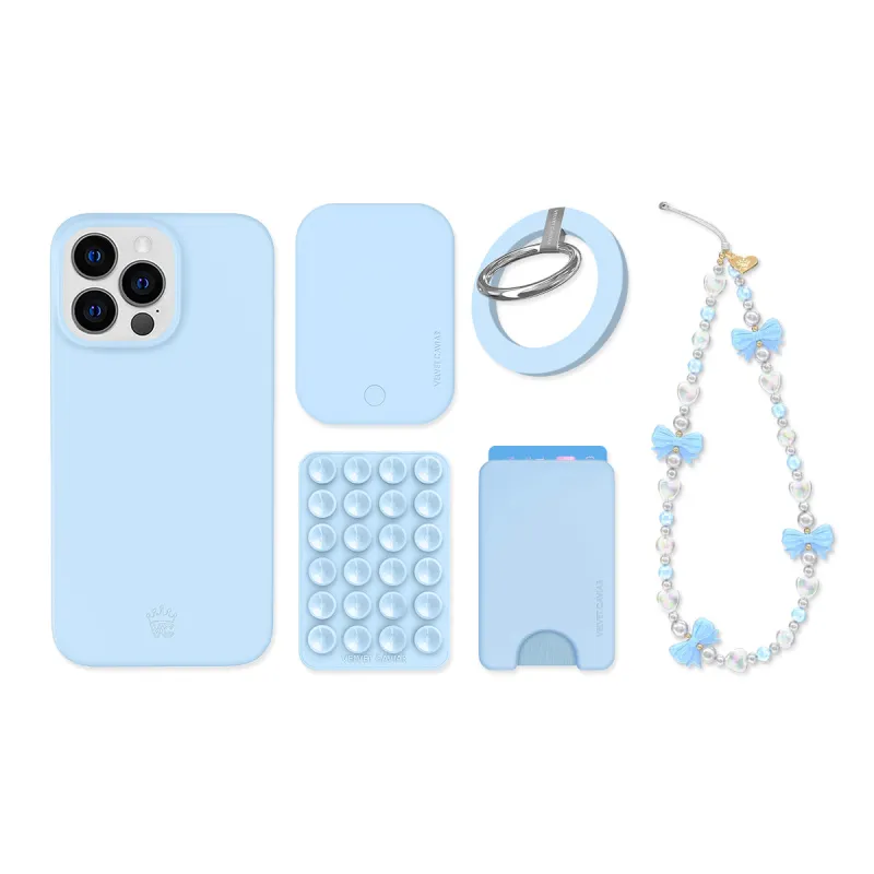 Cotton Candy Blue iPhone Bundle Set made by Velvet Caviar
