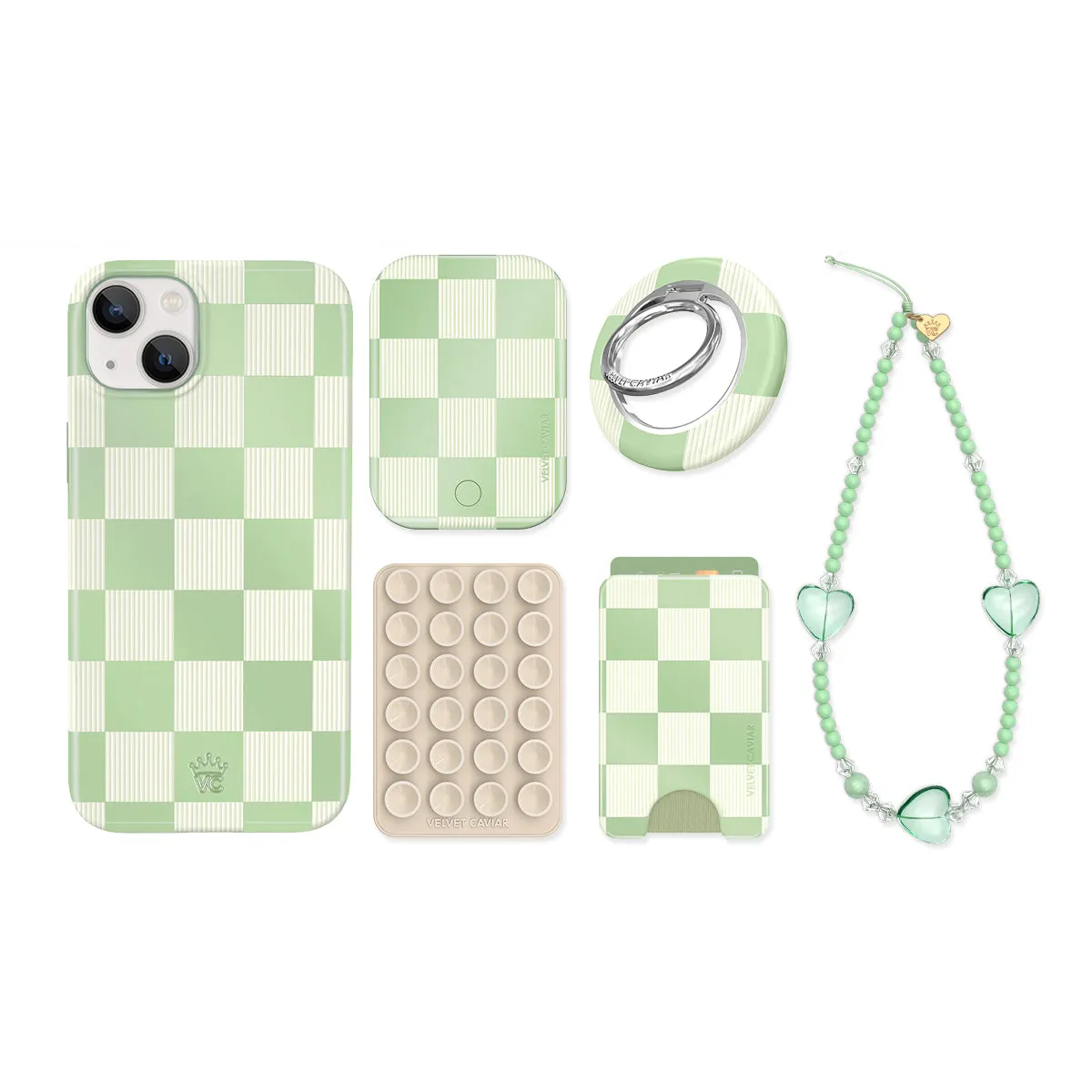 Pistachio Vibe Checkered iPhone Bundle Set sold by Velvet Caviar product image thumbnail 5